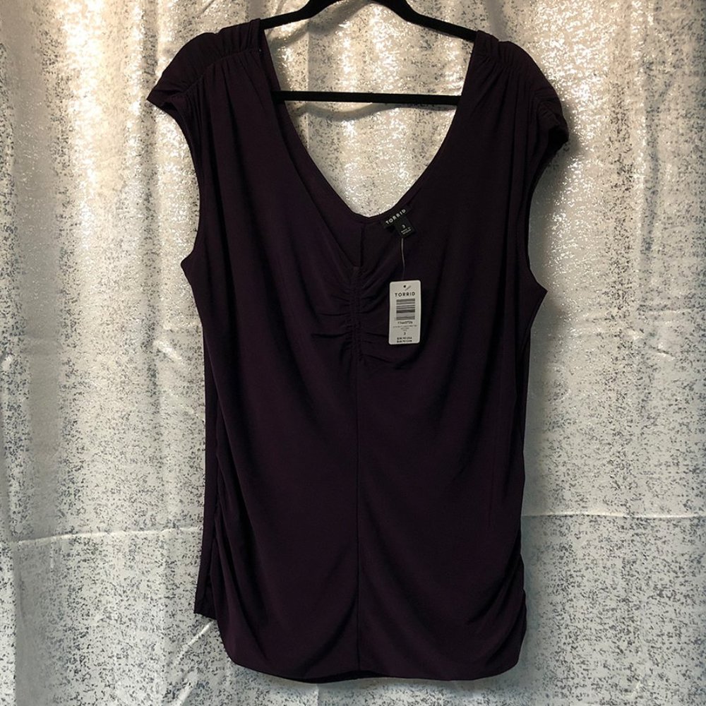 Torrid Purple Ruched Sleeveless Top – Size 3 (NWT)